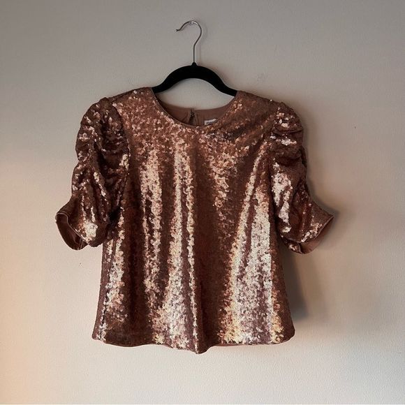 Abercrombie & Fitch Gold Sequin Blouse - Picture 1 of 8